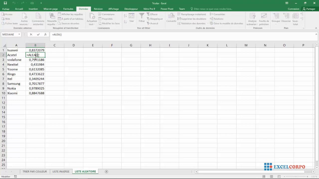 03 Comment générer une liste aléatoire sur Excel?