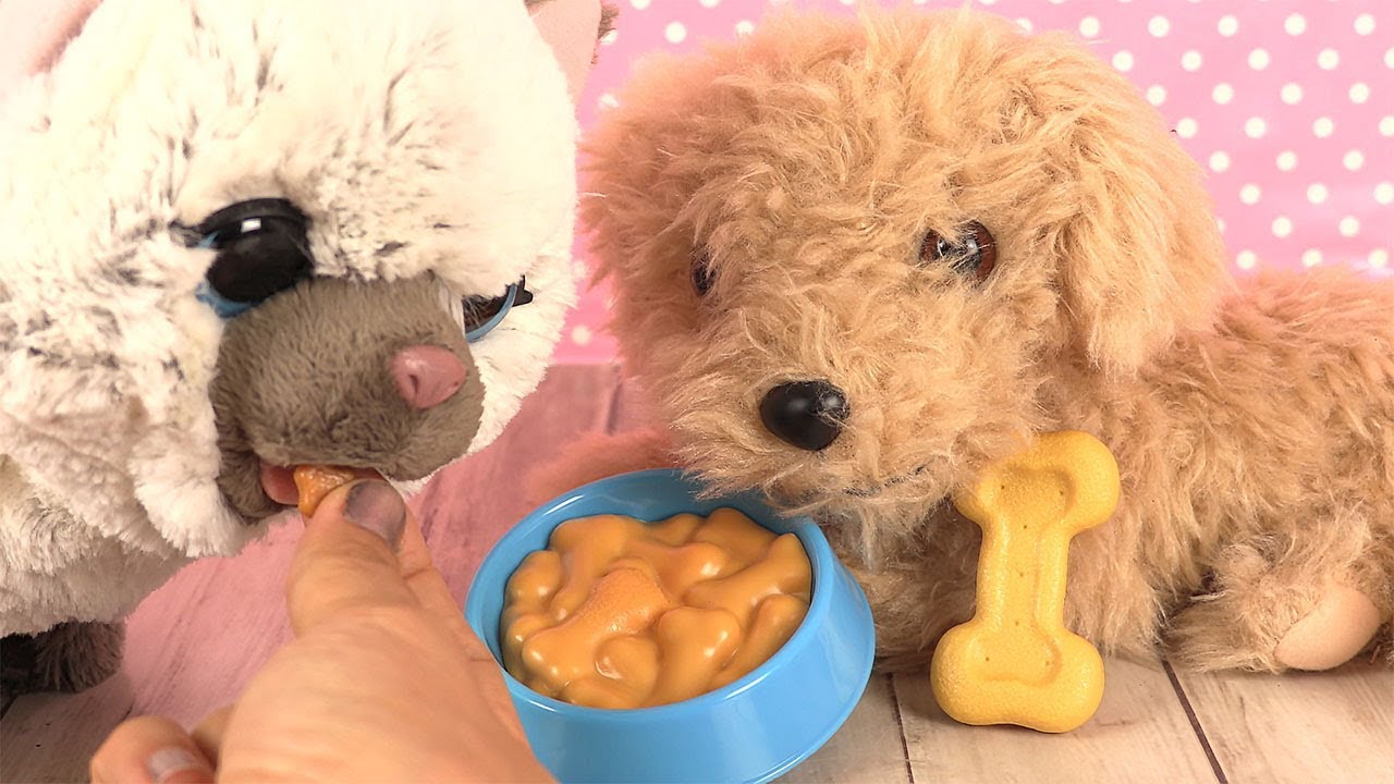 Chaton Kami et Chiot Charlie Peluches Interactives à Nourrir