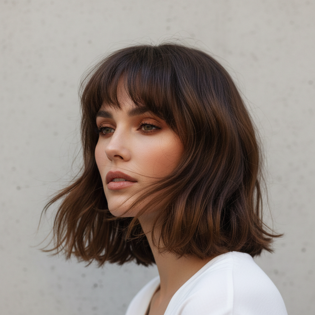 découvrez comment la frange rideau, la tendance incontournable de 2025, peut sublimer votre visage en adoucissant vos traits pour un look naturel et élégant.