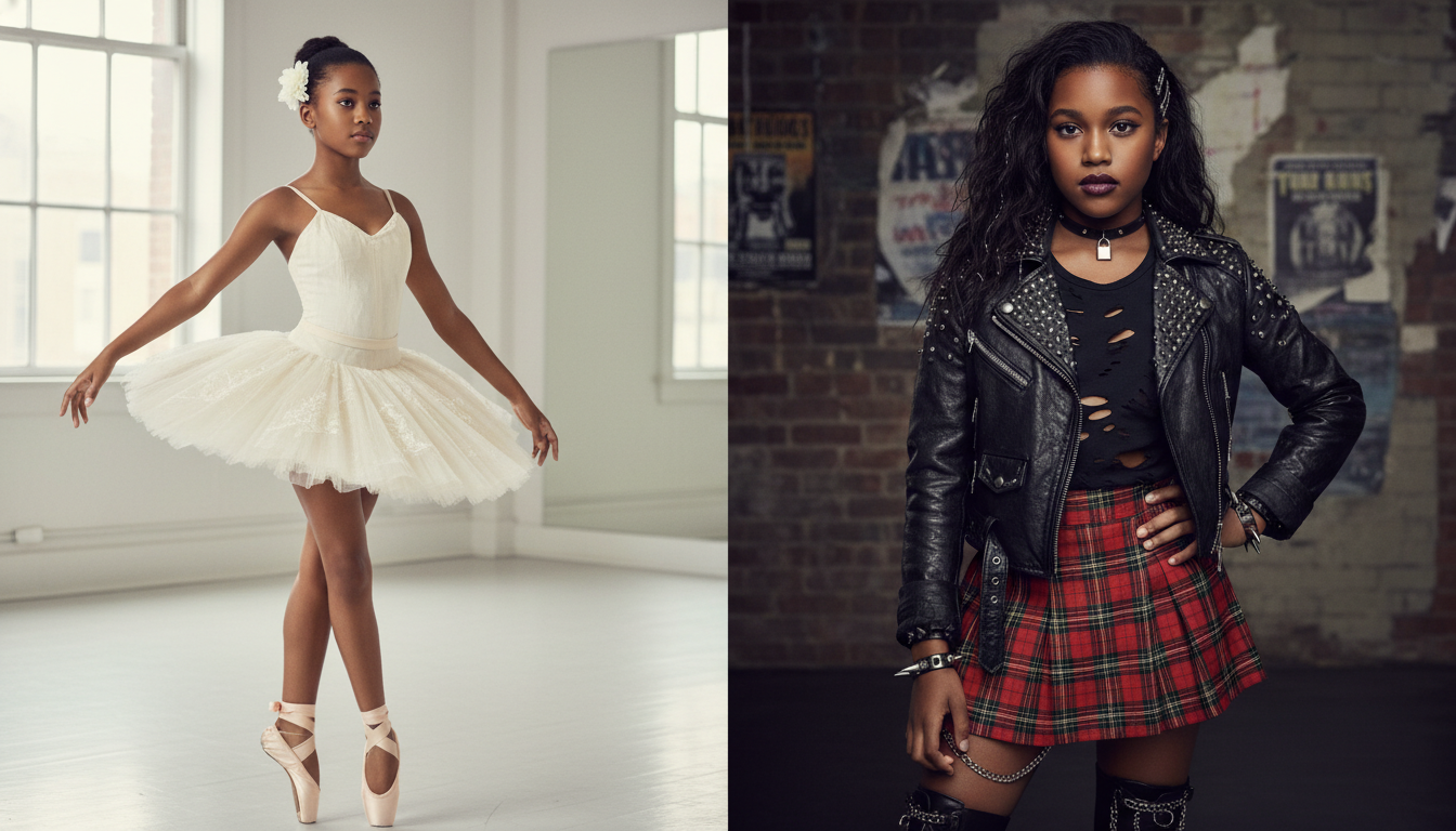 découvrez l'évolution du style de north west à 12 ans, entre la délicatesse des tutus et ballerines et l'audace d'un look punk-gothique unique.