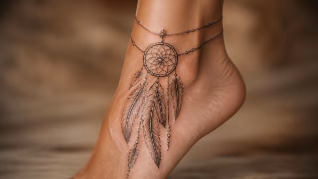 découvrez des idées de tatouages attrape-rêve pour la cheville et le pied, explorez leurs symboles profonds et trouvez l'inspiration pour votre prochain tatouage unique et significatif.