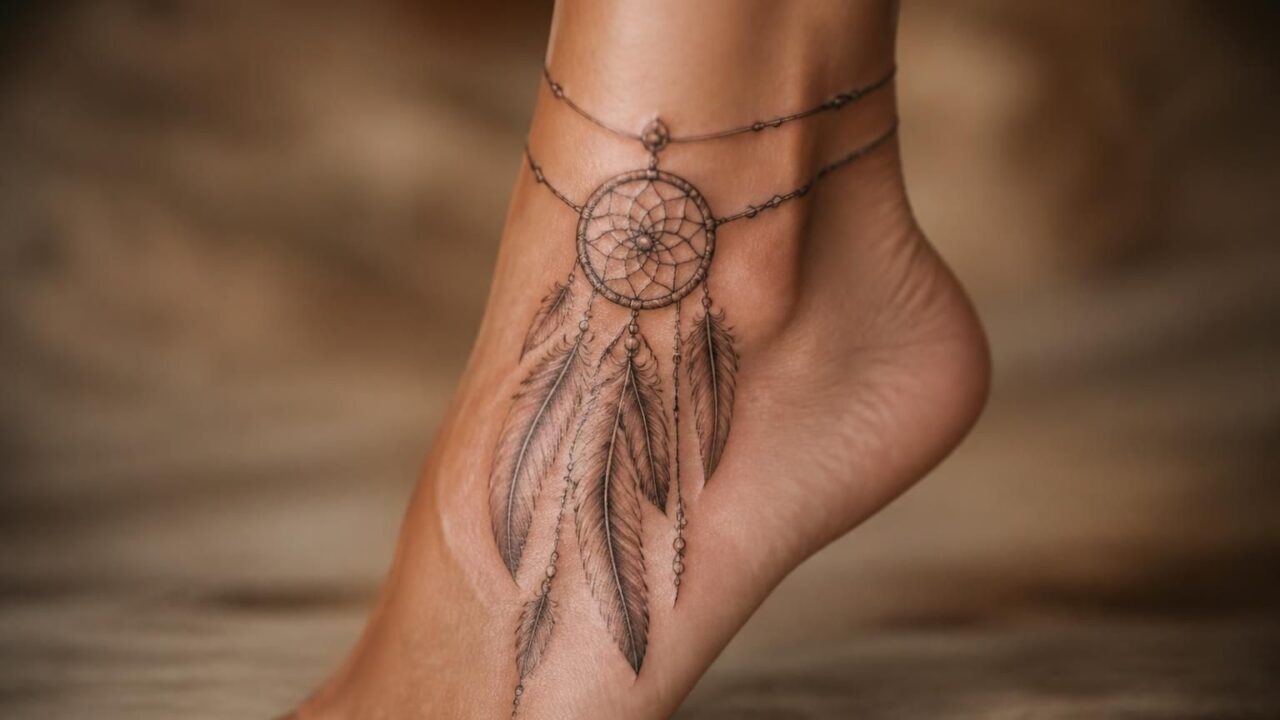 découvrez des idées de tatouages attrape-rêve pour la cheville et le pied, explorez leurs symboles profonds et trouvez l'inspiration pour votre prochain tatouage unique et significatif.